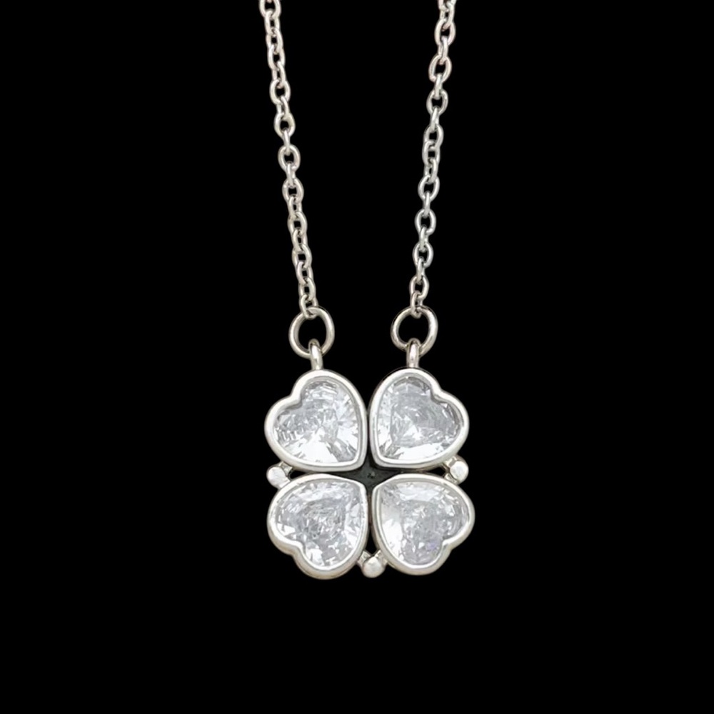 N6. Stainless Crystal - 2 Way Love Necklace - Stainless Steel - New! No Cancels